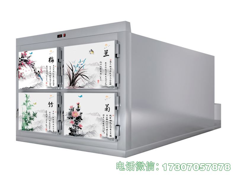 殡仪馆藏尸柜采用密闭防潮设计，空间规整、承重性强，适配殡仪馆遗体分类存放与保管需求。