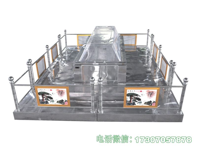 不锈钢拉丝告别台是殡葬拉丝不锈钢告别设备，采用拉丝工艺打造，外观简洁大气，结构坚固耐用，台面防滑稳固，适配各类殡葬告别场景，便于清洁消毒，符合殡葬卫生与作业标准。